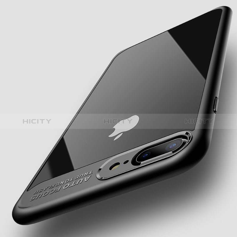 Coque Contour Silicone et Vitre Transparente Miroir pour Apple iPhone 8 Plus Noir Plus