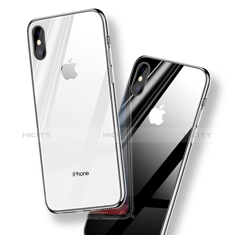 Coque Contour Silicone et Vitre Transparente Miroir pour Apple iPhone Xs Clair Plus