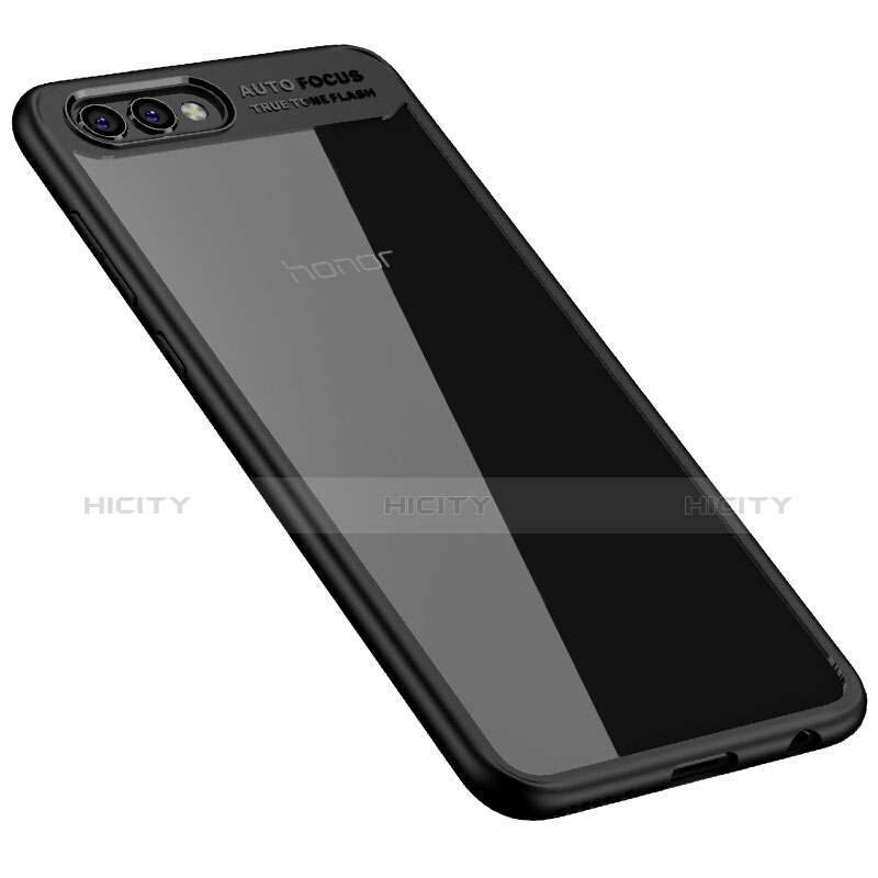 Coque Contour Silicone et Vitre Transparente Miroir pour Huawei Honor V10 Noir Plus