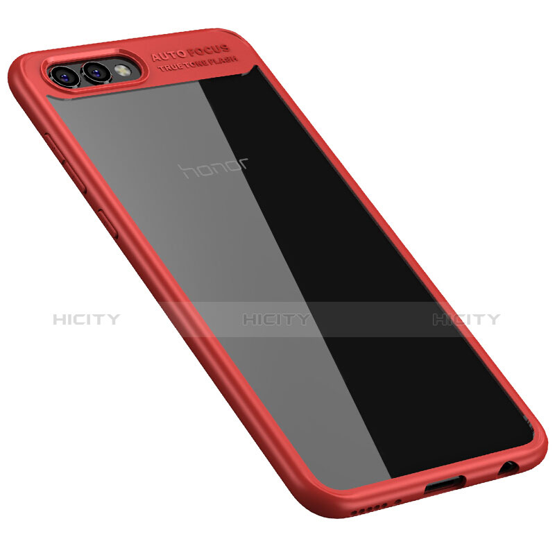 Coque Contour Silicone et Vitre Transparente Miroir pour Huawei Honor V10 Rouge Plus