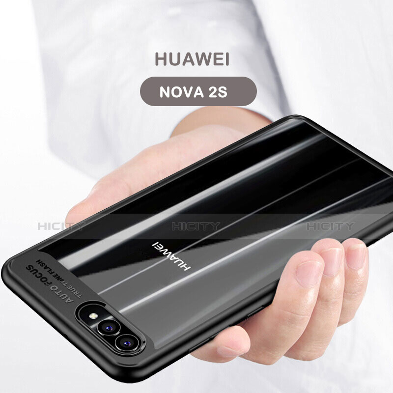 Coque Contour Silicone et Vitre Transparente Miroir pour Huawei Nova 2S Noir Plus