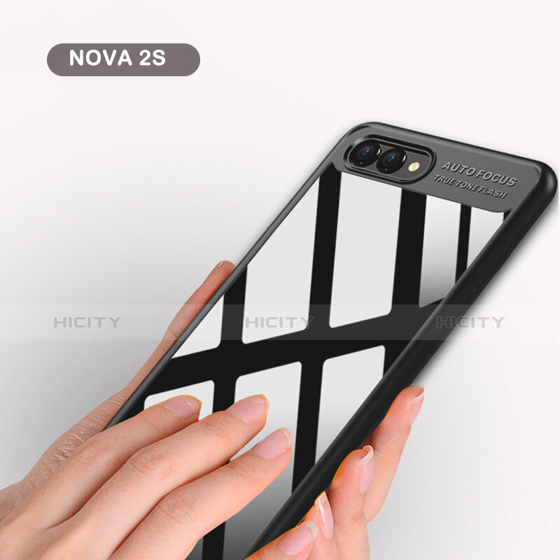 Coque Contour Silicone et Vitre Transparente Miroir pour Huawei Nova 2S Noir Plus