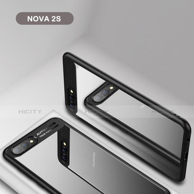 Coque Contour Silicone et Vitre Transparente Miroir pour Huawei Nova 2S Noir Plus