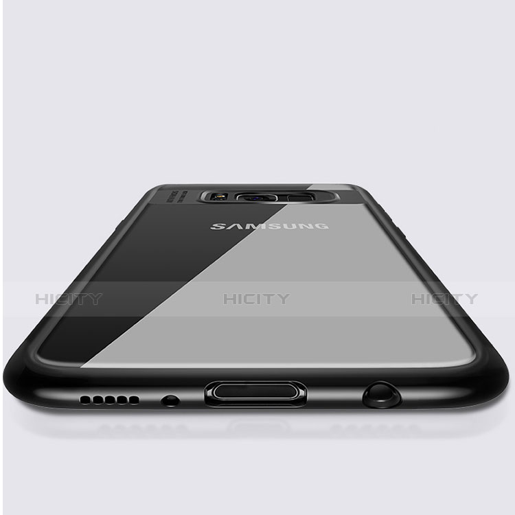 Coque Contour Silicone et Vitre Transparente Miroir pour Samsung Galaxy S8 Noir Plus