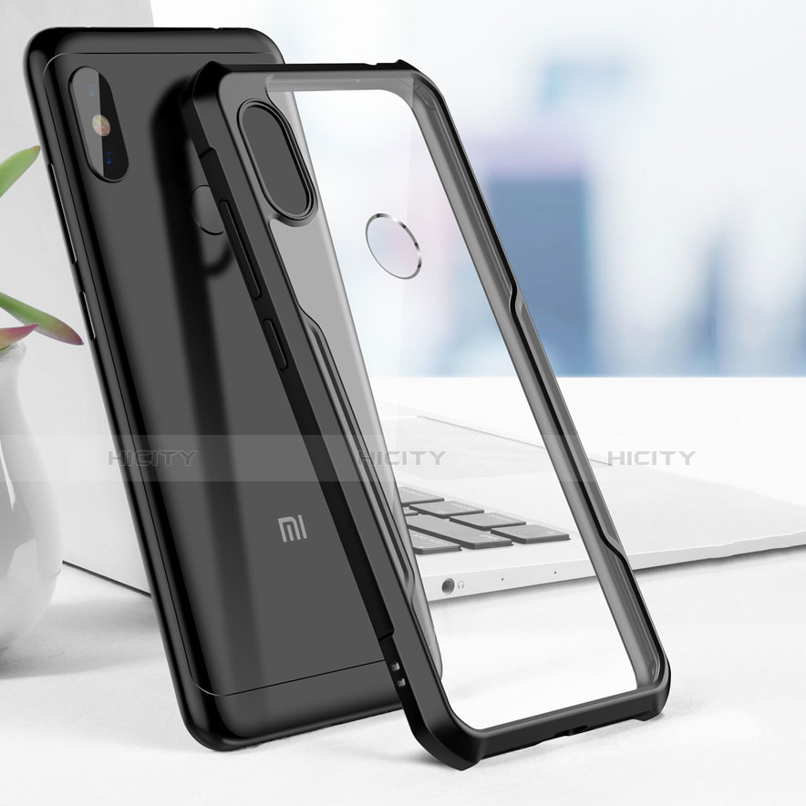 Coque Contour Silicone et Vitre Transparente Miroir pour Xiaomi Redmi Note 6 Pro Noir Plus