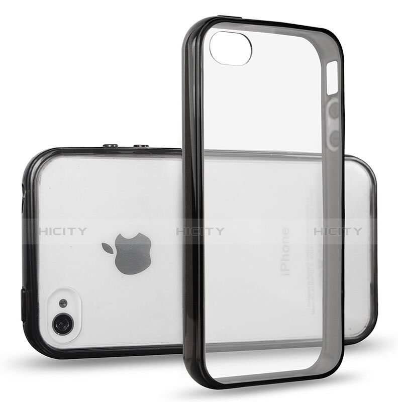 Coque Contour Silicone et Vitre Transparente pour Apple iPhone 4S Noir Plus