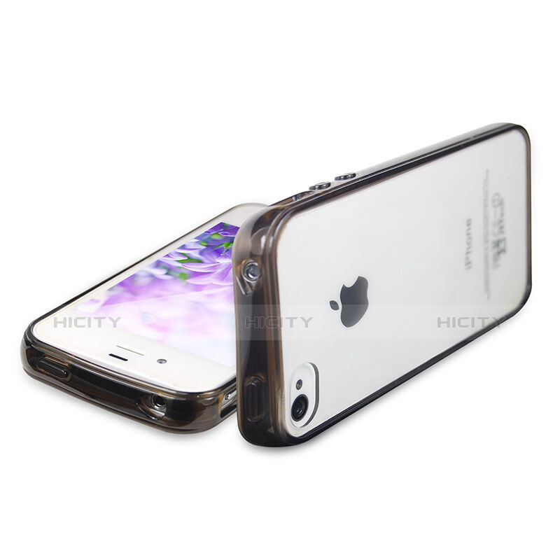 Coque Contour Silicone et Vitre Transparente pour Apple iPhone 4S Noir Plus