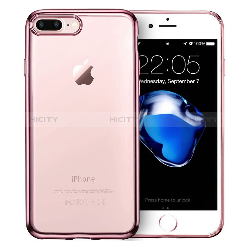 Coque Contour Silicone Transparente T01 pour Apple iPhone 8 Plus Rose Plus