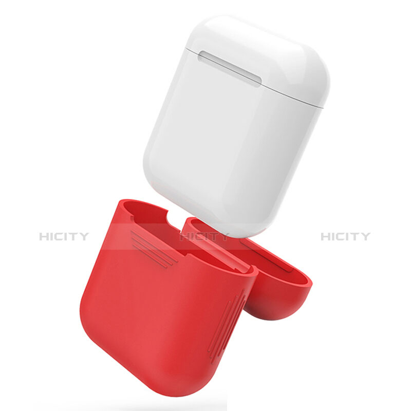 Coque de Protection en Silicone avec Mousqueton pour Boitier de Charge de Airpods A03 Rouge Plus