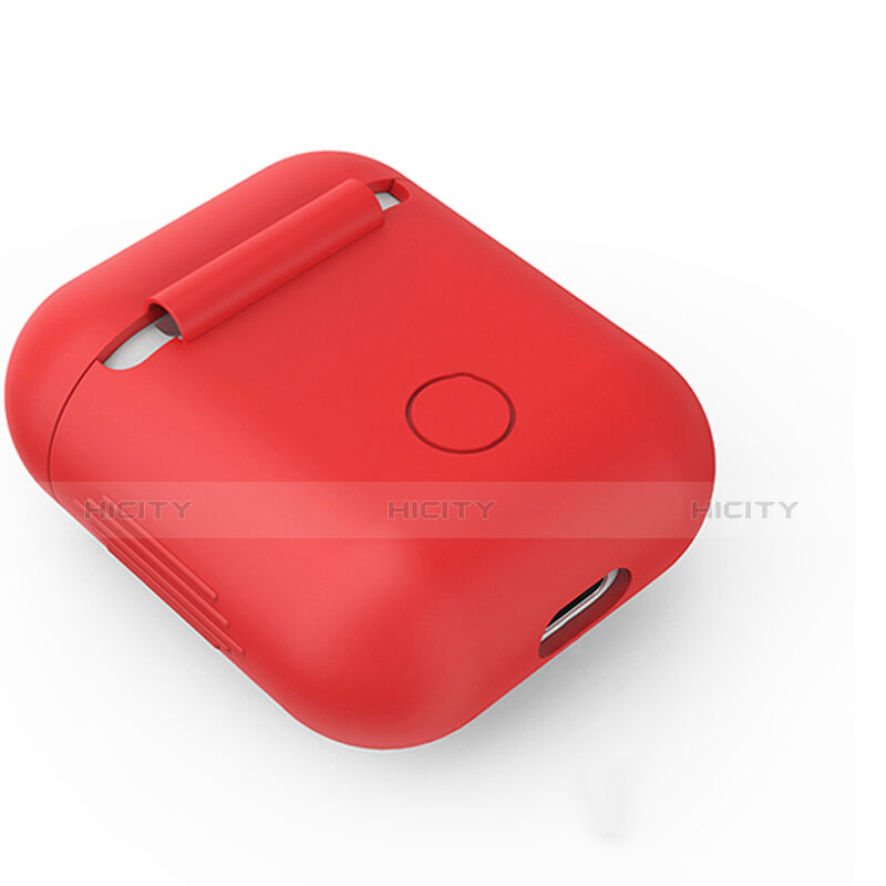 Coque de Protection en Silicone avec Mousqueton pour Boitier de Charge de Airpods A03 Rouge Plus