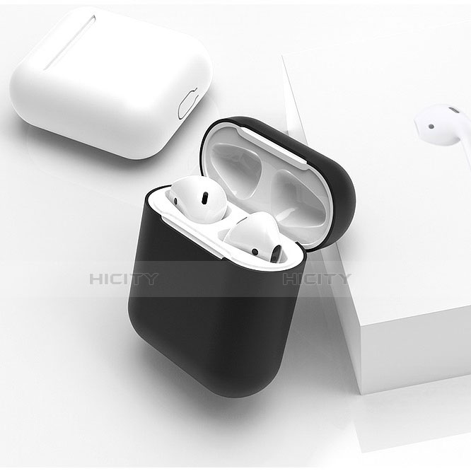 Coque de Protection en Silicone avec Mousqueton pour Boitier de Charge de Airpods C01 Noir Plus