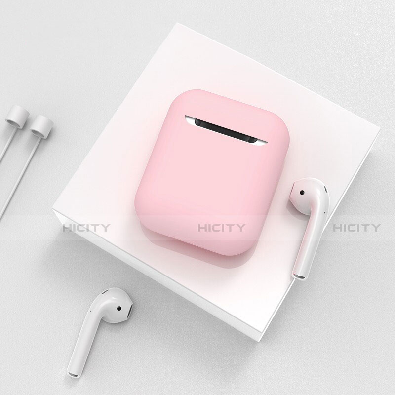 Coque de Protection en Silicone avec Mousqueton pour Boitier de Charge de Airpods C01 Rose Plus