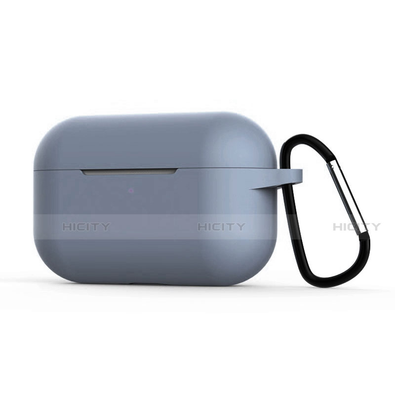 Coque de Protection en Silicone avec Mousqueton pour Boitier de Charge de AirPods Pro C02 Gris Lavende Plus