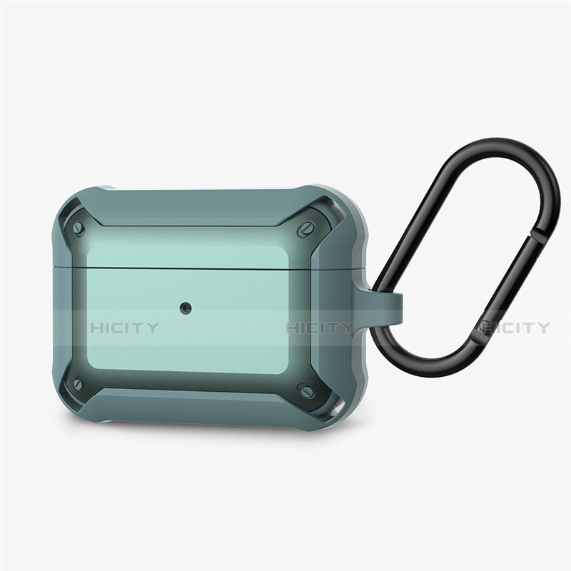 Coque de Protection en Silicone avec Mousqueton pour Boitier de Charge de AirPods Pro C03 Cyan Plus