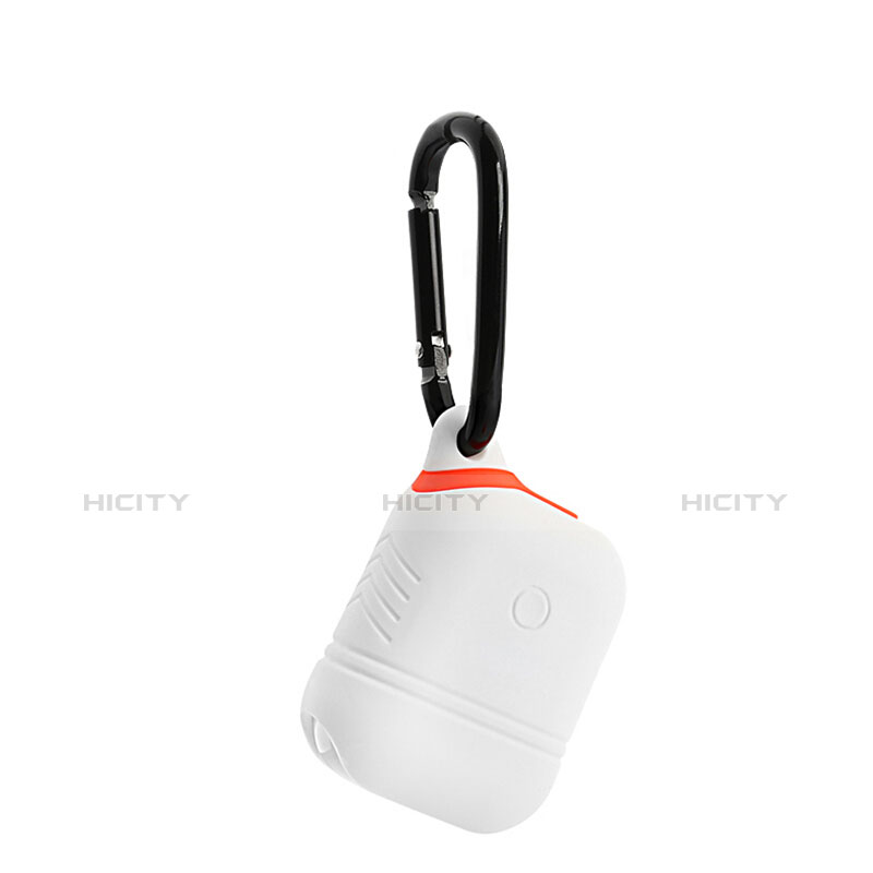 Coque de Protection en Silicone avec Mousqueton pour Boitier de Charge de Airpods Z03 Blanc Plus