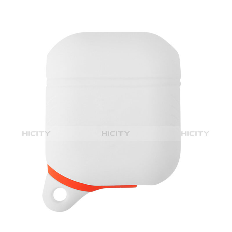 Coque de Protection en Silicone avec Mousqueton pour Boitier de Charge de Airpods Z03 Blanc Plus