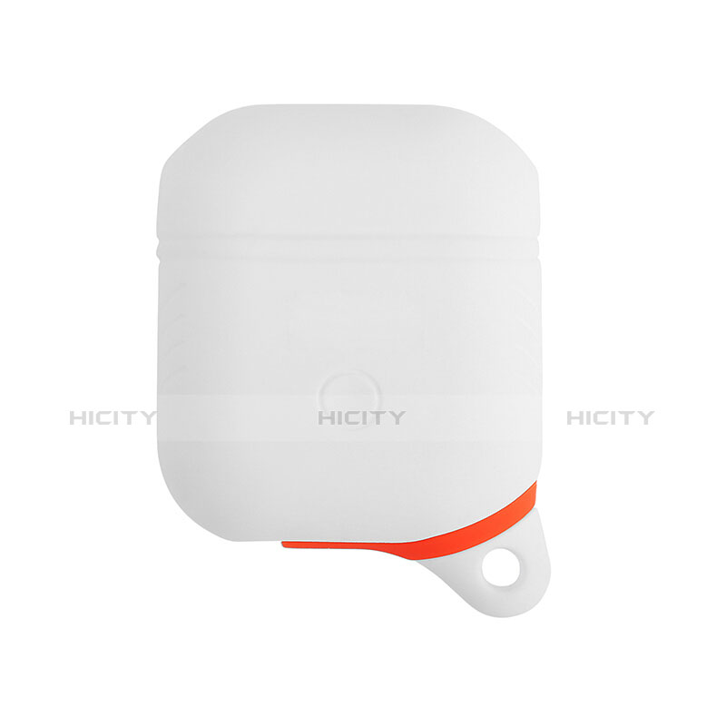 Coque de Protection en Silicone avec Mousqueton pour Boitier de Charge de Airpods Z03 Blanc Plus