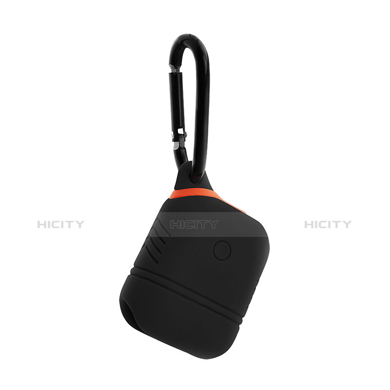 Coque de Protection en Silicone avec Mousqueton pour Boitier de Charge de Airpods Z03 Noir Plus