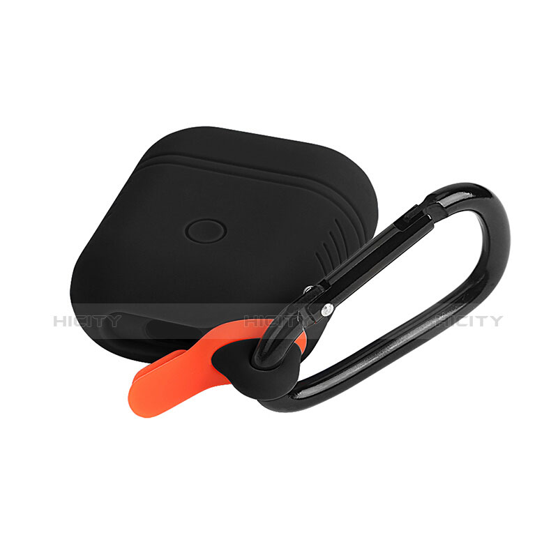 Coque de Protection en Silicone avec Mousqueton pour Boitier de Charge de Airpods Z03 Noir Plus