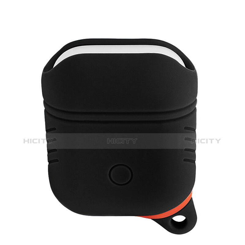 Coque de Protection en Silicone avec Mousqueton pour Boitier de Charge de Airpods Z03 Noir Plus