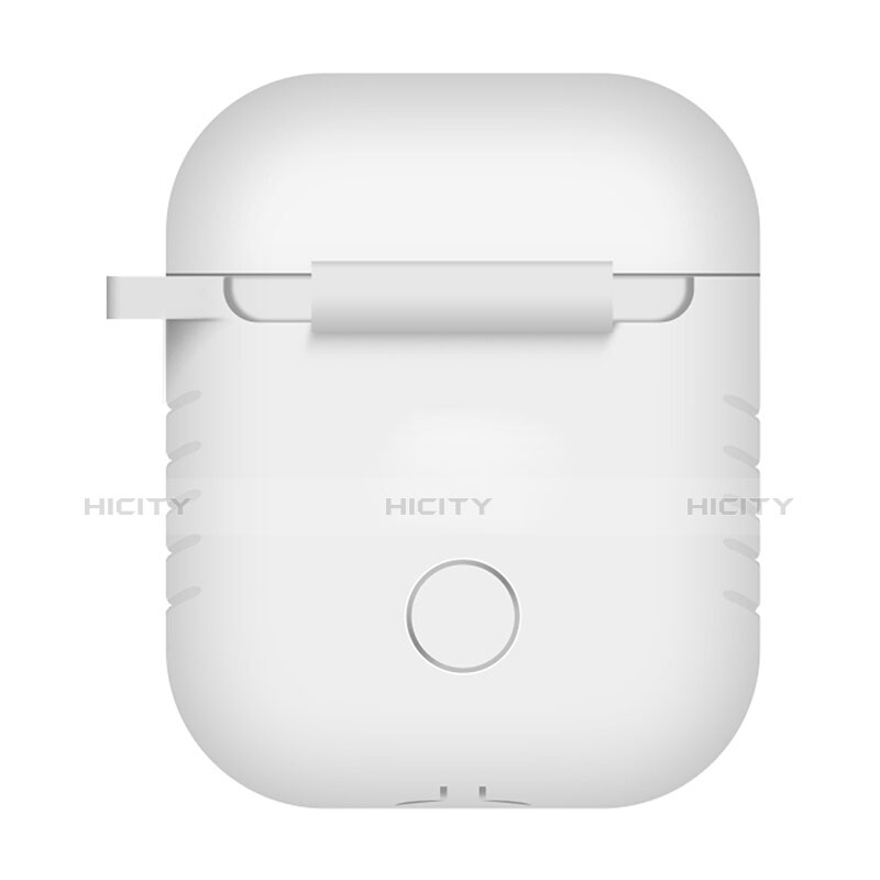 Coque de Protection en Silicone avec Mousqueton pour Boitier de Charge de Airpods Z04 Blanc Plus