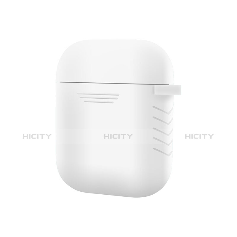 Coque de Protection en Silicone avec Mousqueton pour Boitier de Charge de Airpods Z04 Blanc Plus