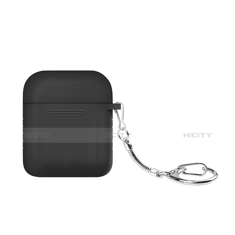 Coque de Protection en Silicone avec Mousqueton pour Boitier de Charge de Airpods Z04 Noir Plus