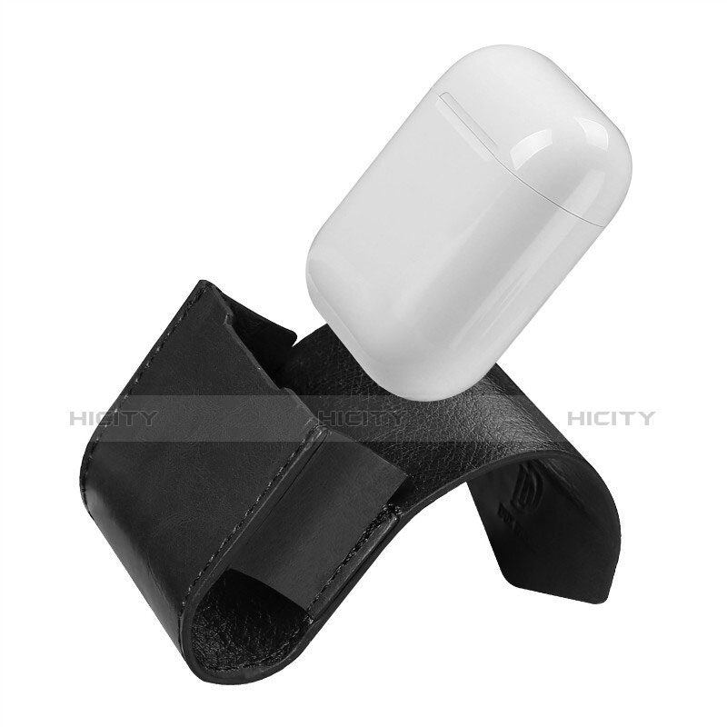 Coque en Cuir avec Mousqueton pour Boitier de Charge de Airpods A02 Noir Plus