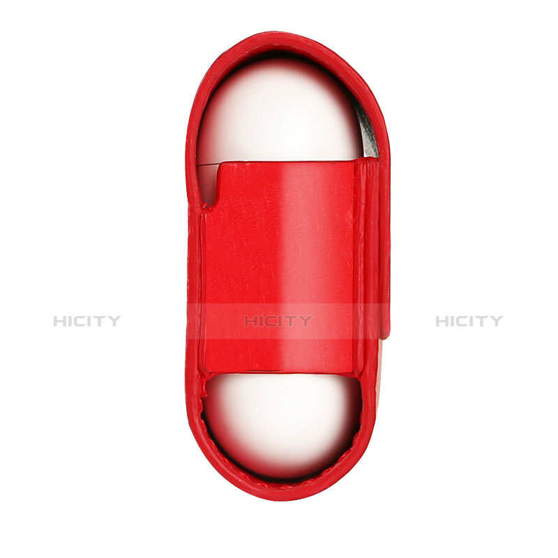 Coque en Cuir avec Mousqueton pour Boitier de Charge de Airpods A02 Rouge Plus