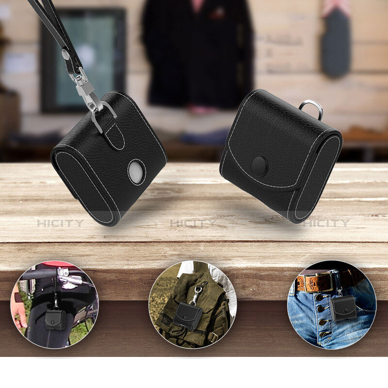 Coque en Cuir avec Mousqueton pour Boitier de Charge de Airpods A05 Noir Plus