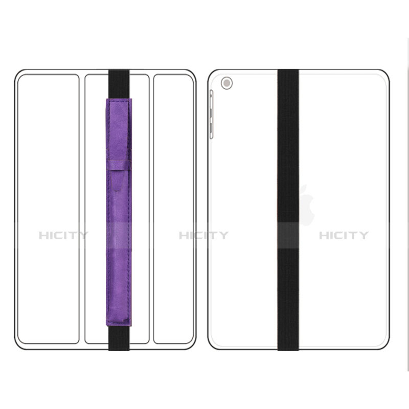 Coque en Cuir Protection Sac Pochette Elastique Douille de Poche Detachable P03 pour Apple Pencil Apple New iPad 9.7 (2017) Violet Plus