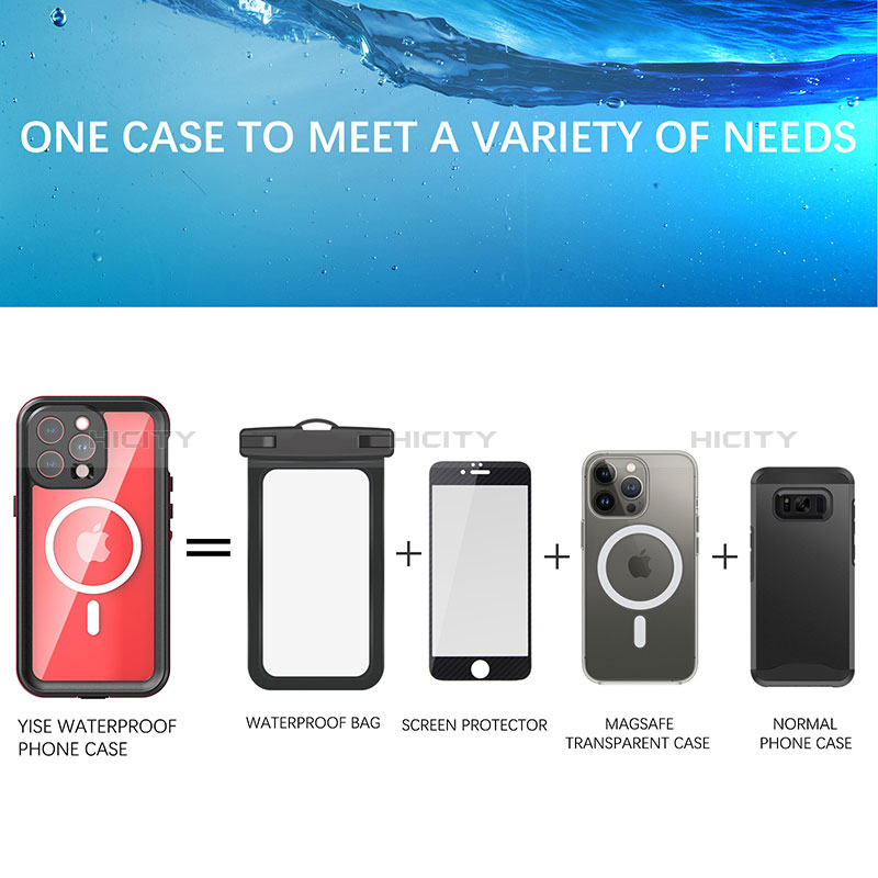 Coque Etanche Contour Silicone et Plastique Housse Etui Waterproof 360 Degres avec Mag-Safe Magnetic Magnetique HJ1 pour Apple iPhone 13 Pro Max Plus