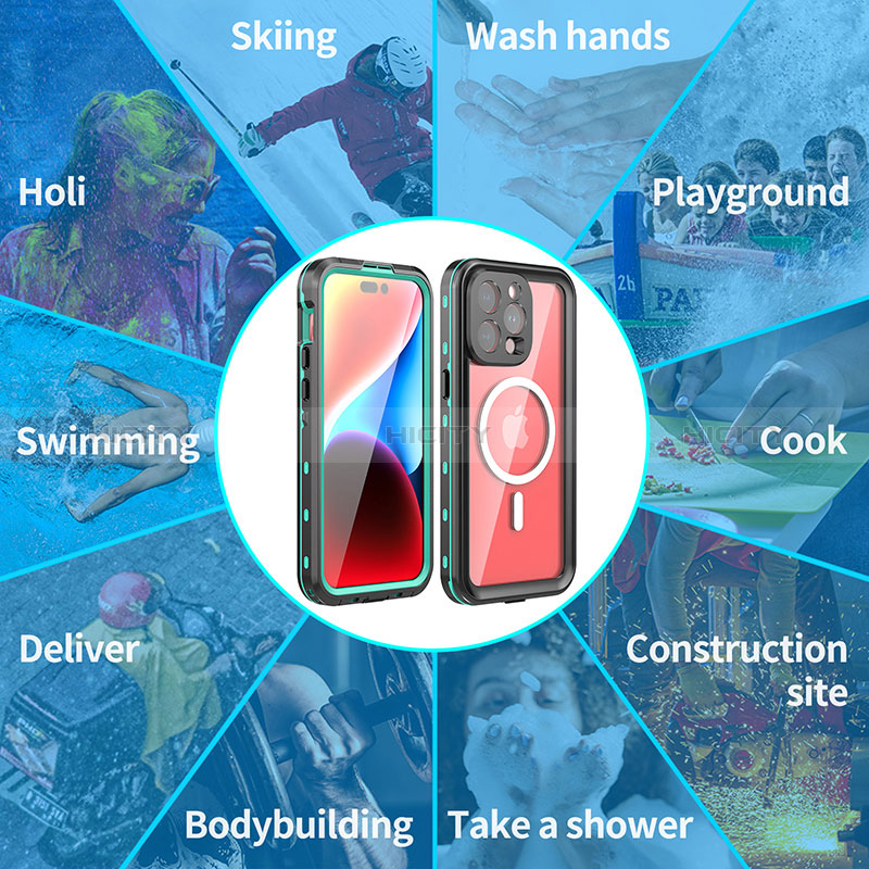 Coque Etanche Contour Silicone et Plastique Housse Etui Waterproof 360 Degres avec Mag-Safe Magnetic Magnetique pour Apple iPhone 13 Pro Plus