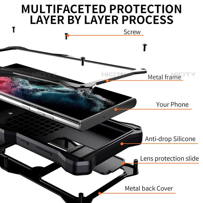 Coque Etanche Contour Silicone et Plastique Housse Etui Waterproof 360 Degres avec Support T01 pour Samsung Galaxy S21 Ultra 5G Plus