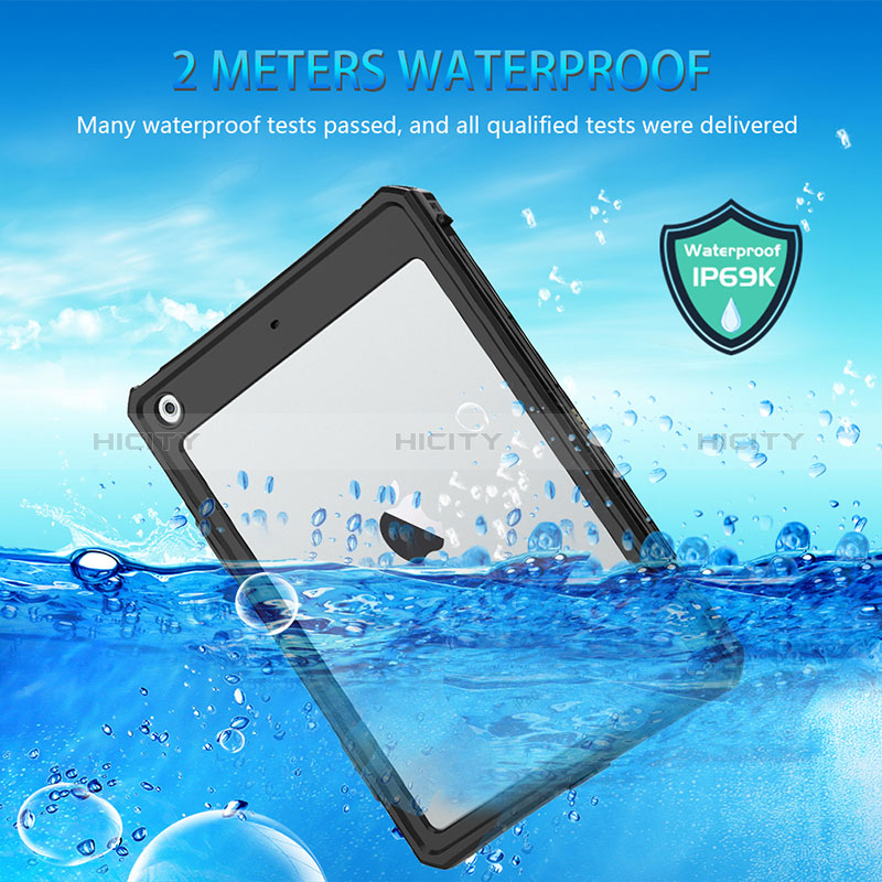 Coque Etanche Contour Silicone et Plastique Housse Etui Waterproof 360 Degres pour Apple iPad 10.2 (2021) Noir Plus