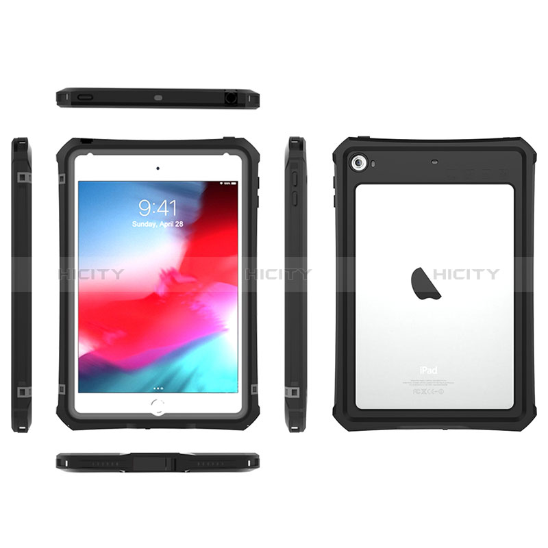 Coque Etanche Contour Silicone et Plastique Housse Etui Waterproof 360 Degres pour Apple iPad Mini 4 Noir Plus