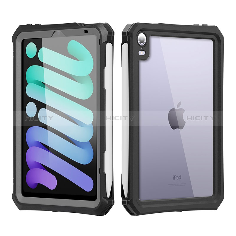 Coque Etanche Contour Silicone et Plastique Housse Etui Waterproof 360 Degres pour Apple iPad Mini 6 Noir Plus