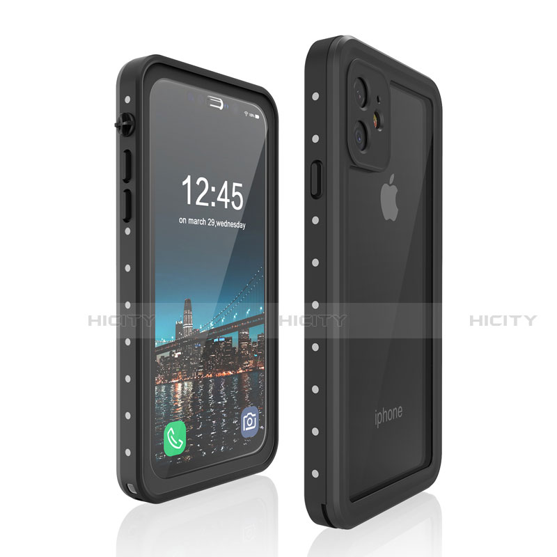 Coque Etanche Contour Silicone et Plastique Housse Etui Waterproof 360 Degres pour Apple iPhone 11 Noir Plus