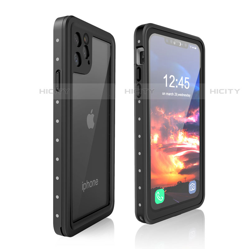 Coque Etanche Contour Silicone et Plastique Housse Etui Waterproof 360 Degres pour Apple iPhone 11 Pro Noir Plus