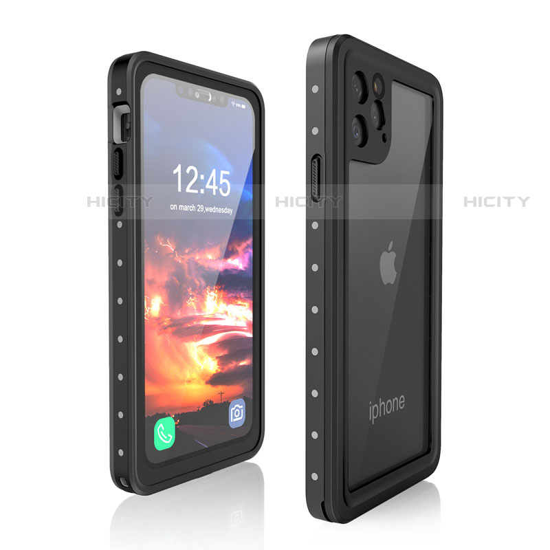 Coque Etanche Contour Silicone et Plastique Housse Etui Waterproof 360 Degres pour Apple iPhone 11 Pro Noir Plus