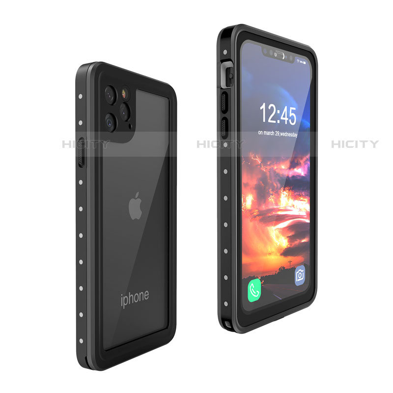 Coque Etanche Contour Silicone et Plastique Housse Etui Waterproof 360 Degres pour Apple iPhone 11 Pro Noir Plus