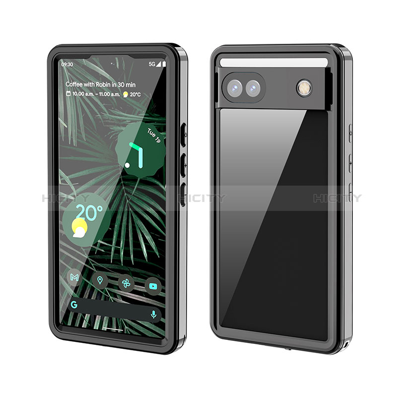 Coque Etanche Contour Silicone et Plastique Housse Etui Waterproof 360 Degres pour Google Pixel 6a 5G Noir Plus