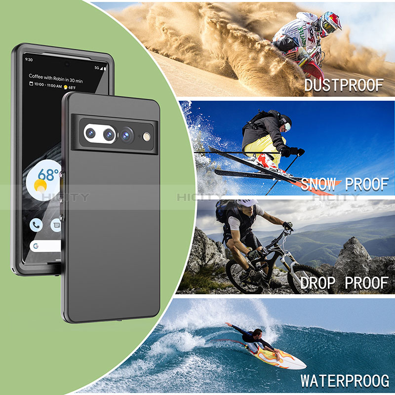 Coque Etanche Contour Silicone et Plastique Housse Etui Waterproof 360 Degres pour Google Pixel 7 Pro 5G Noir Plus