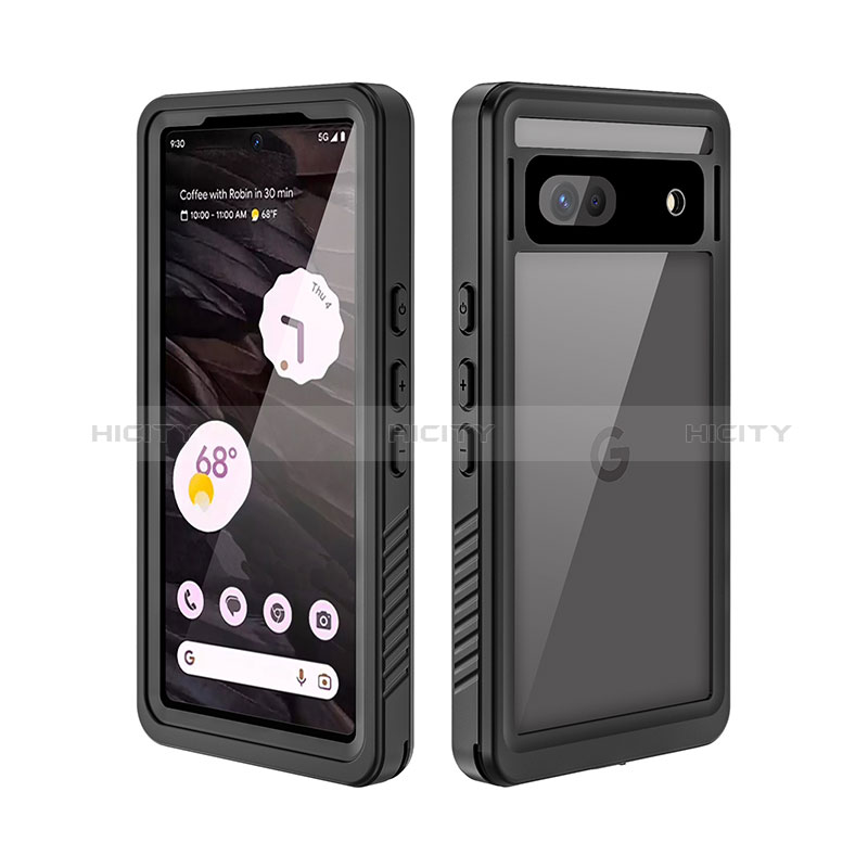 Coque Etanche Contour Silicone et Plastique Housse Etui Waterproof 360 Degres pour Google Pixel 7a 5G Noir Plus