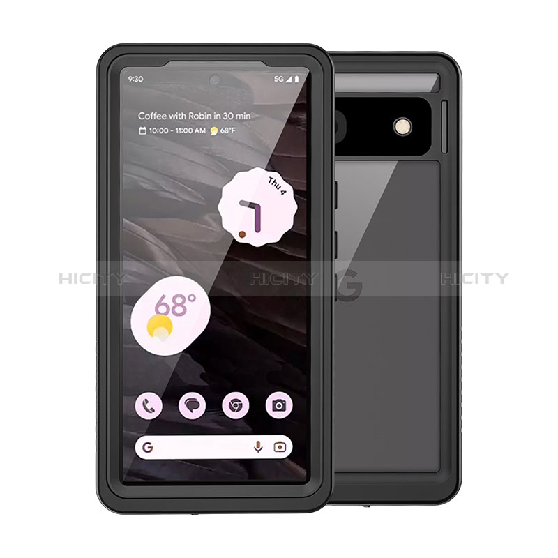 Coque Etanche Contour Silicone et Plastique Housse Etui Waterproof 360 Degres pour Google Pixel 7a 5G Noir Plus