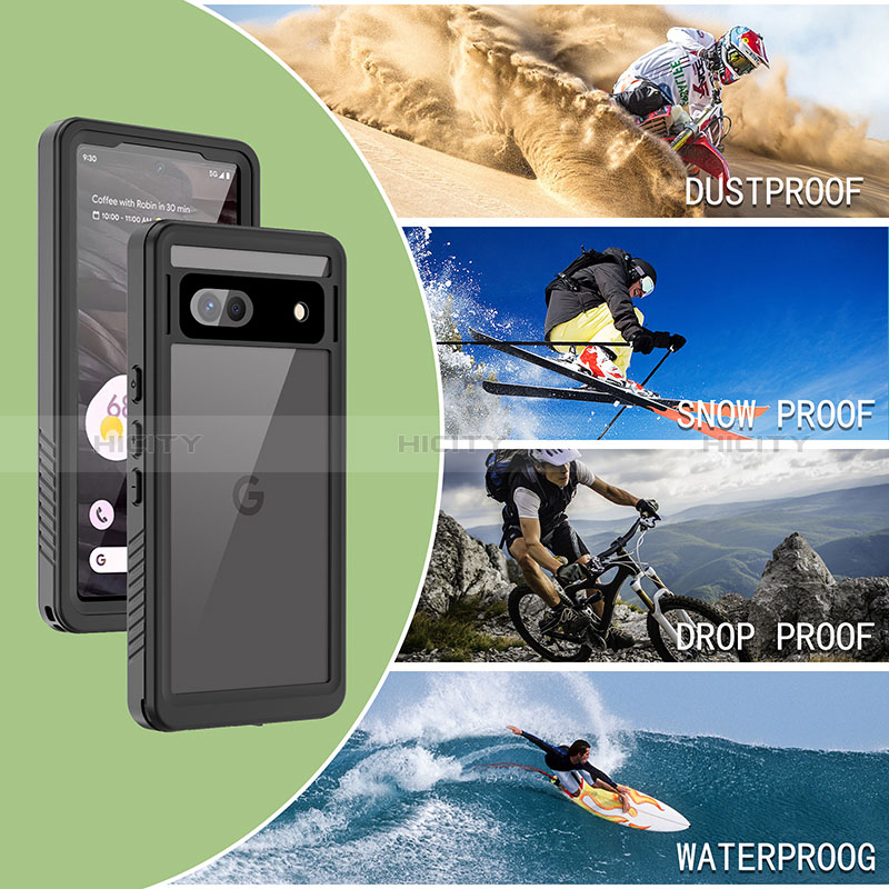 Coque Etanche Contour Silicone et Plastique Housse Etui Waterproof 360 Degres pour Google Pixel 7a 5G Noir Plus