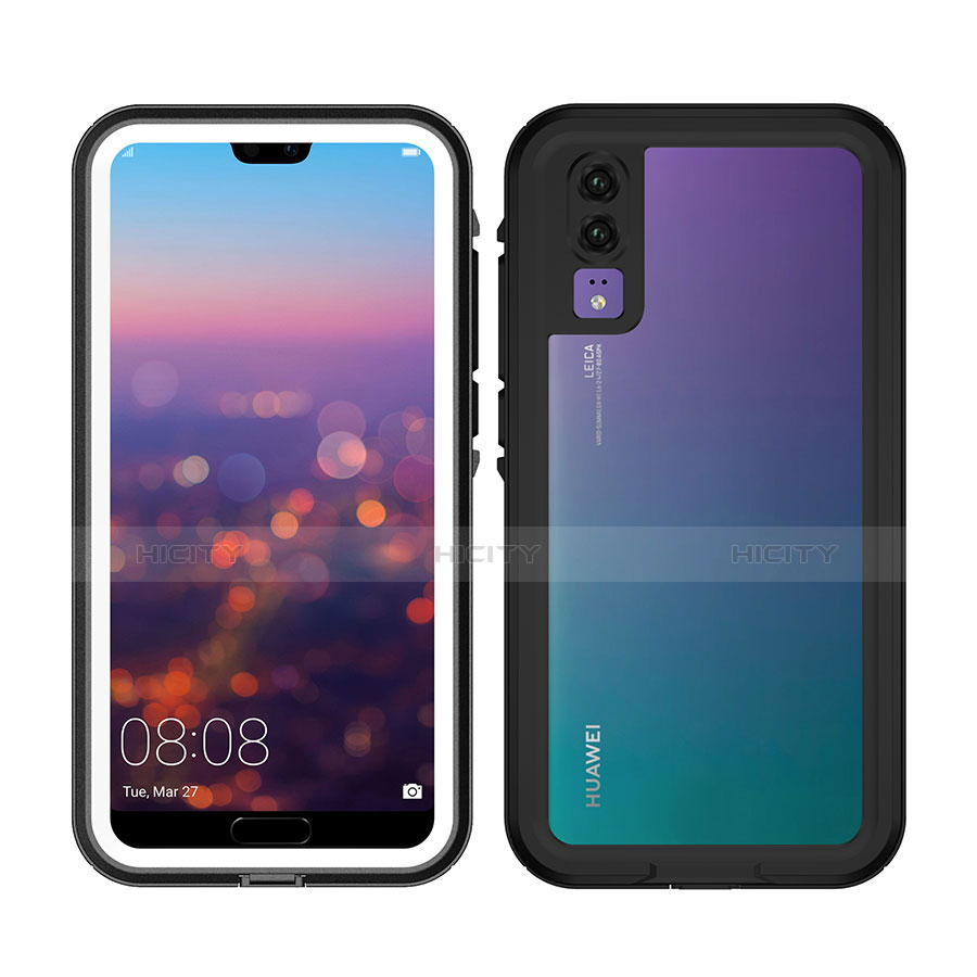 Coque Etanche Contour Silicone et Plastique Housse Etui Waterproof 360 Degres pour Huawei P20 Blanc Plus