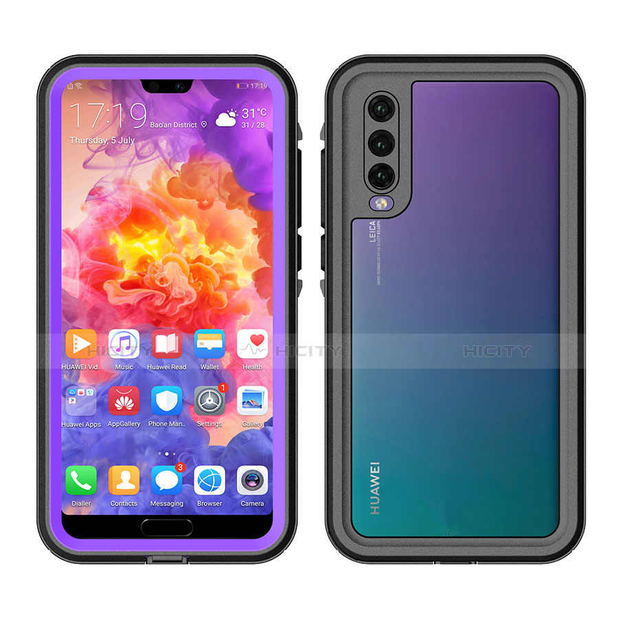 Coque Etanche Contour Silicone et Plastique Housse Etui Waterproof 360 Degres pour Huawei P20 Pro Violet Plus