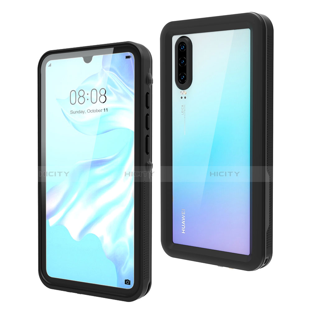 Coque Etanche Contour Silicone et Plastique Housse Etui Waterproof 360 Degres pour Huawei P30 Noir Plus