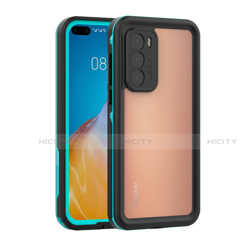 Coque Etanche Contour Silicone et Plastique Housse Etui Waterproof 360 Degres pour Huawei P40 Cyan Plus